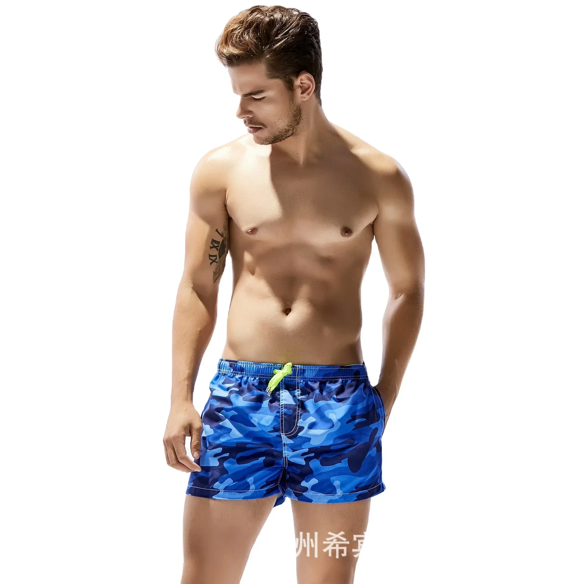 Men's Casual Shorts Camouflage Boxer Shorts Summer Beach Aro Pants Youth Casual Outdoor Loose Lace Up Male Leisure Sports Trunks