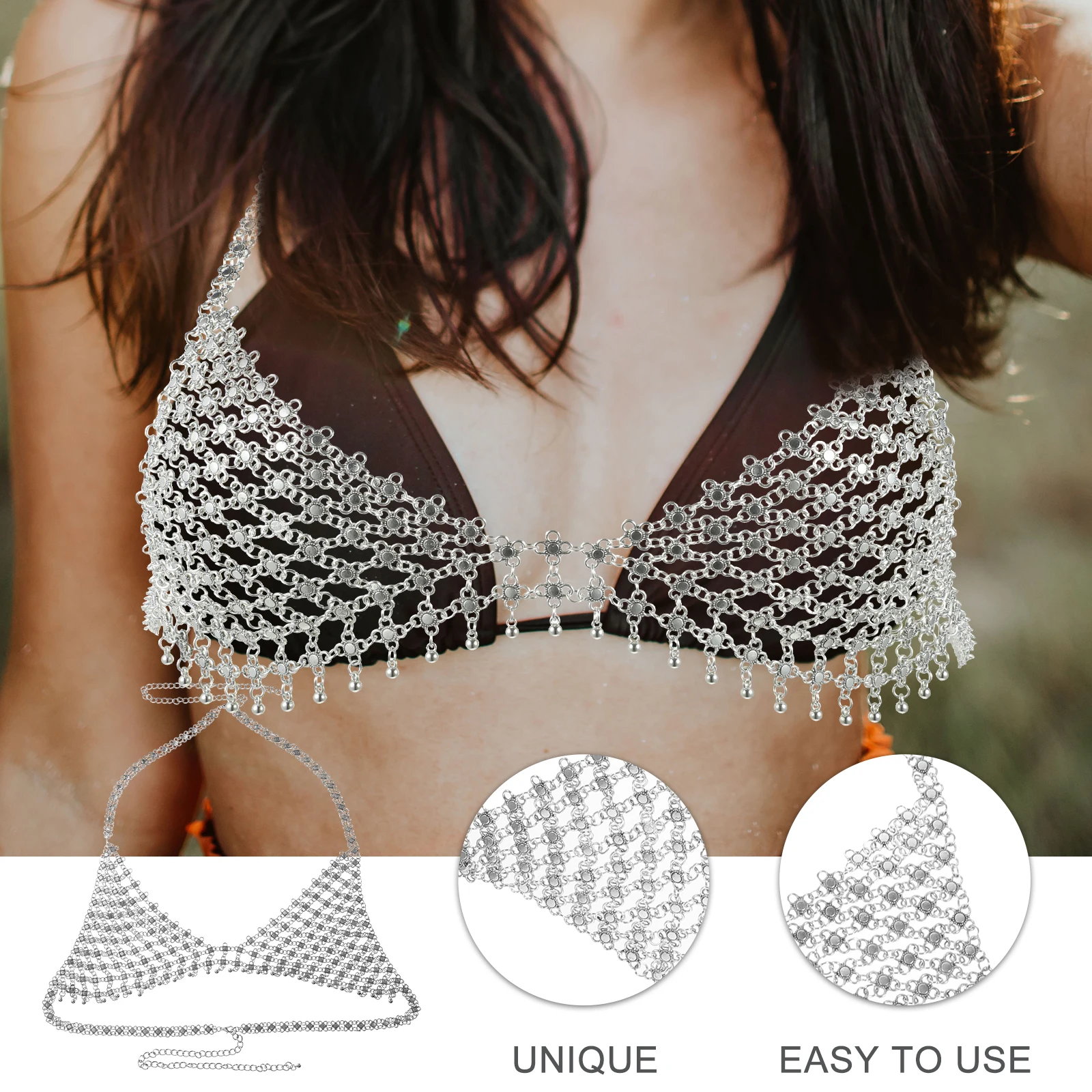 

Body Chain Necklace Stainless Accessory Decoration Women Jewelry Bikini Chest The