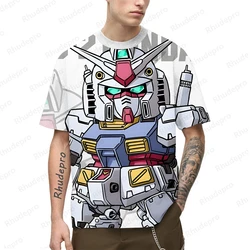 Gundam Anime masculino camiseta de grandes dimensões, moda hip hop, streetwear masculino, camisetas infantis, tendência, cosplay, Y2k