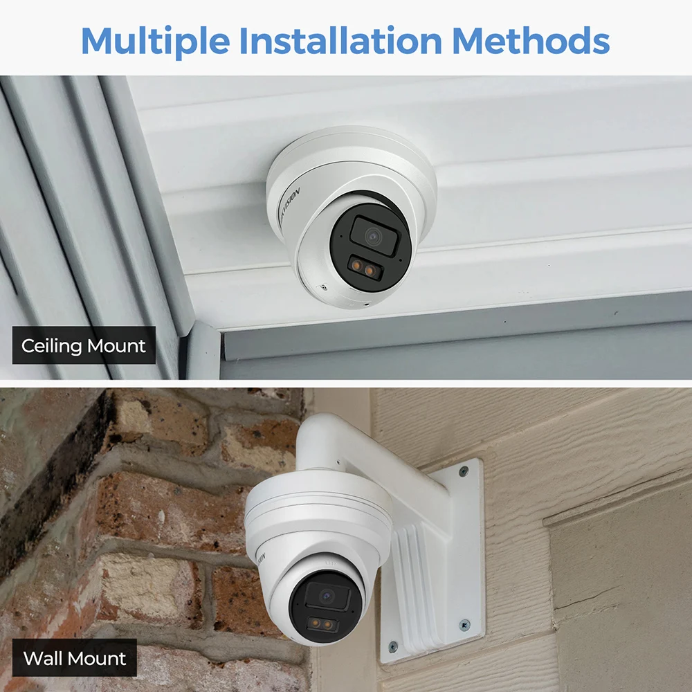 Hikvision DS-2CD2383G2-LI2U 8MP 4K AcuSense Turret Camera Smart Hybrid Light PoE AI Human Vehicle Detection Built-in Mic IP67