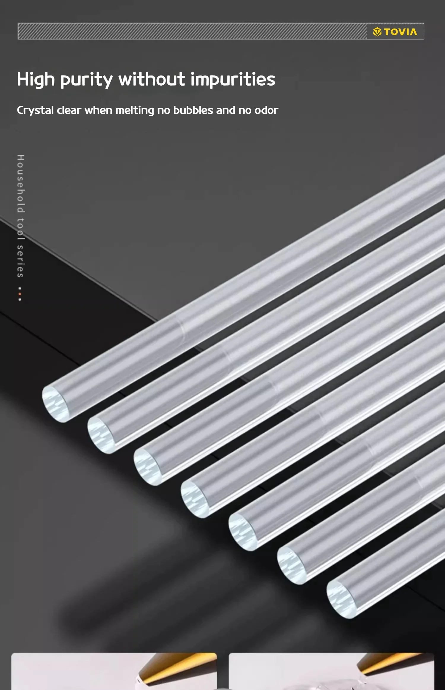 T TOVIA 7 mm * 100 mm durchscheinender Heißklebestift aus EVA-Material, geeignet für Heimwerkerarbeiten, zum Kleben von Fotoalben/Holz usw. 60 Stück/120 Stück – Detail 5