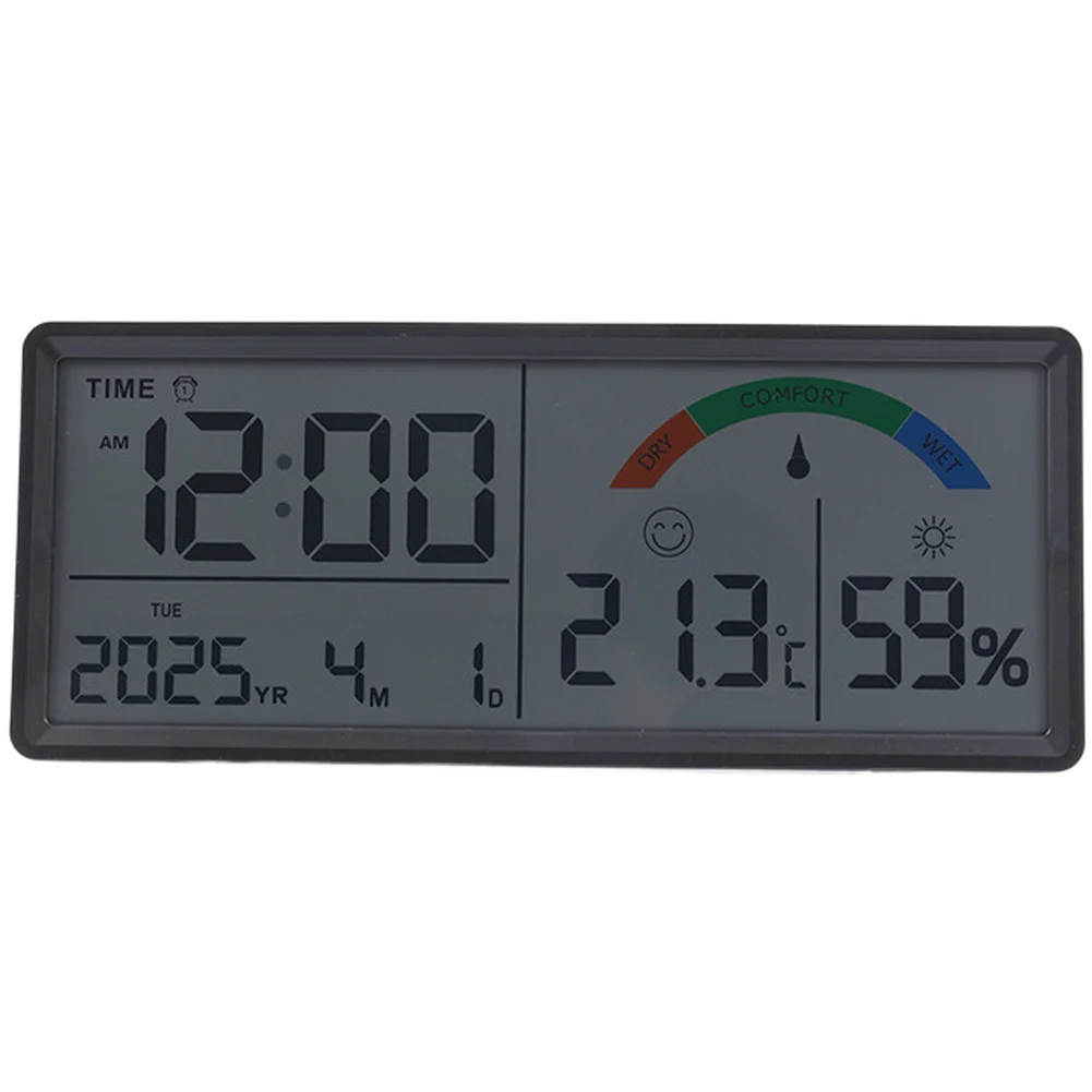 

Wall Mount Large LCD Digital Clock with Temperature Humidity Display Alarm and Calendar Suitable for Home and Work