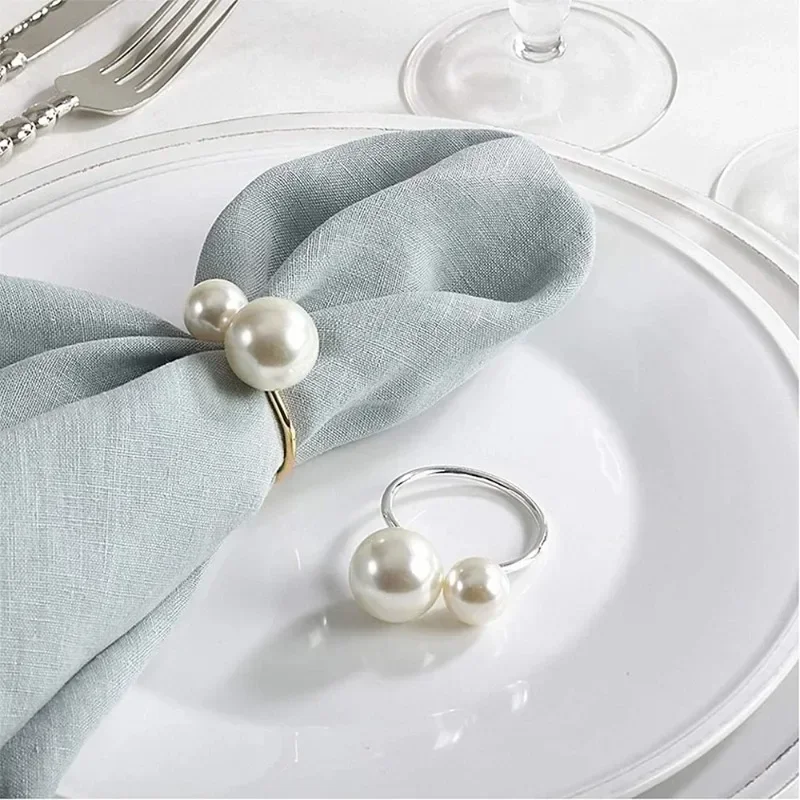 1PCS Highlighted U-Shaped Pearls Napkin Rings for Wedding Place Settings Home Kitchen Dinner Table Decor Napkin Holder Buckle