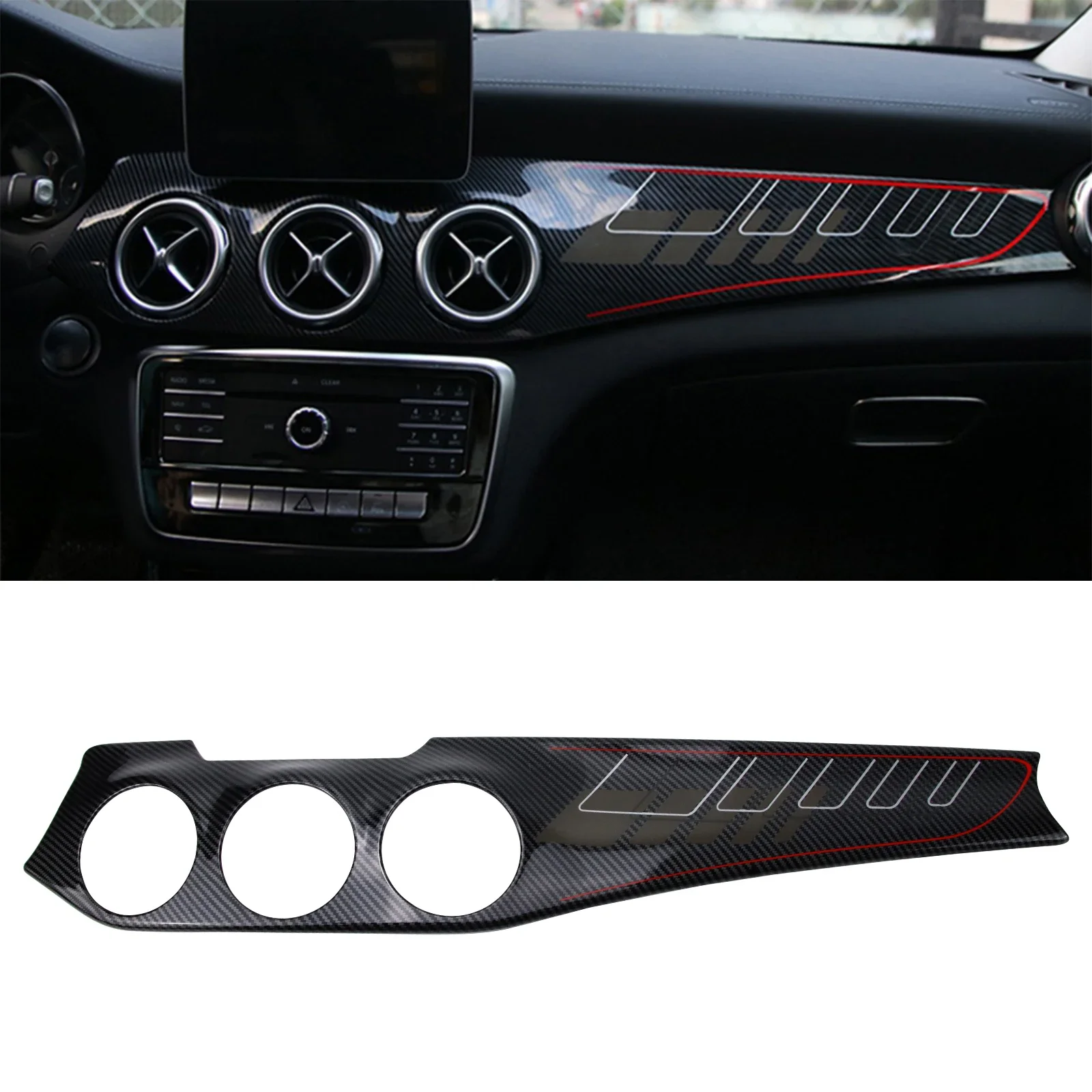 Carbon Fiber Dashboard Console Panel Trim Stickers For 2013-2017 Mercedes-Benz  Air Outlet Instrument Trim Cover