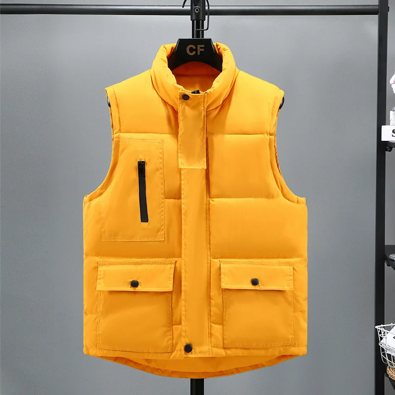 

Men's Stand Collar Casual Vest Winter Tooling Warm Vest