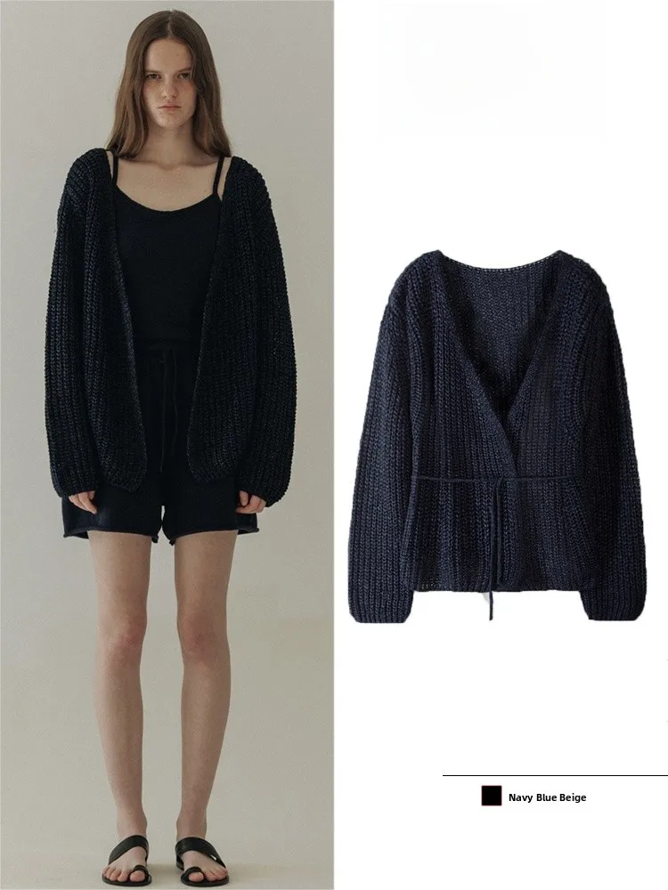 

Вязаный кардиган Moia: женский свободный повседневный топ с длинным рукавом, новинка весеннего сезона, корейский стиль, модный ленивый образ, верхняя одежда