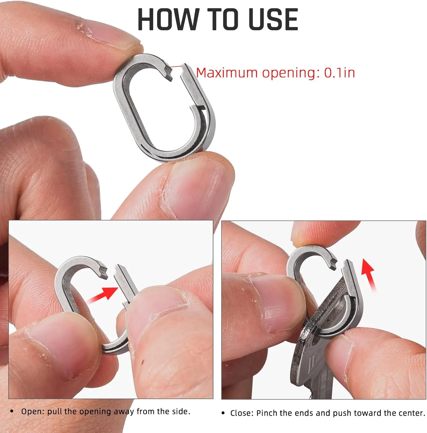 TISUR Titanium Key Chain Rings,4 pcs Small Key Holder Split Connector Keychain Accessories