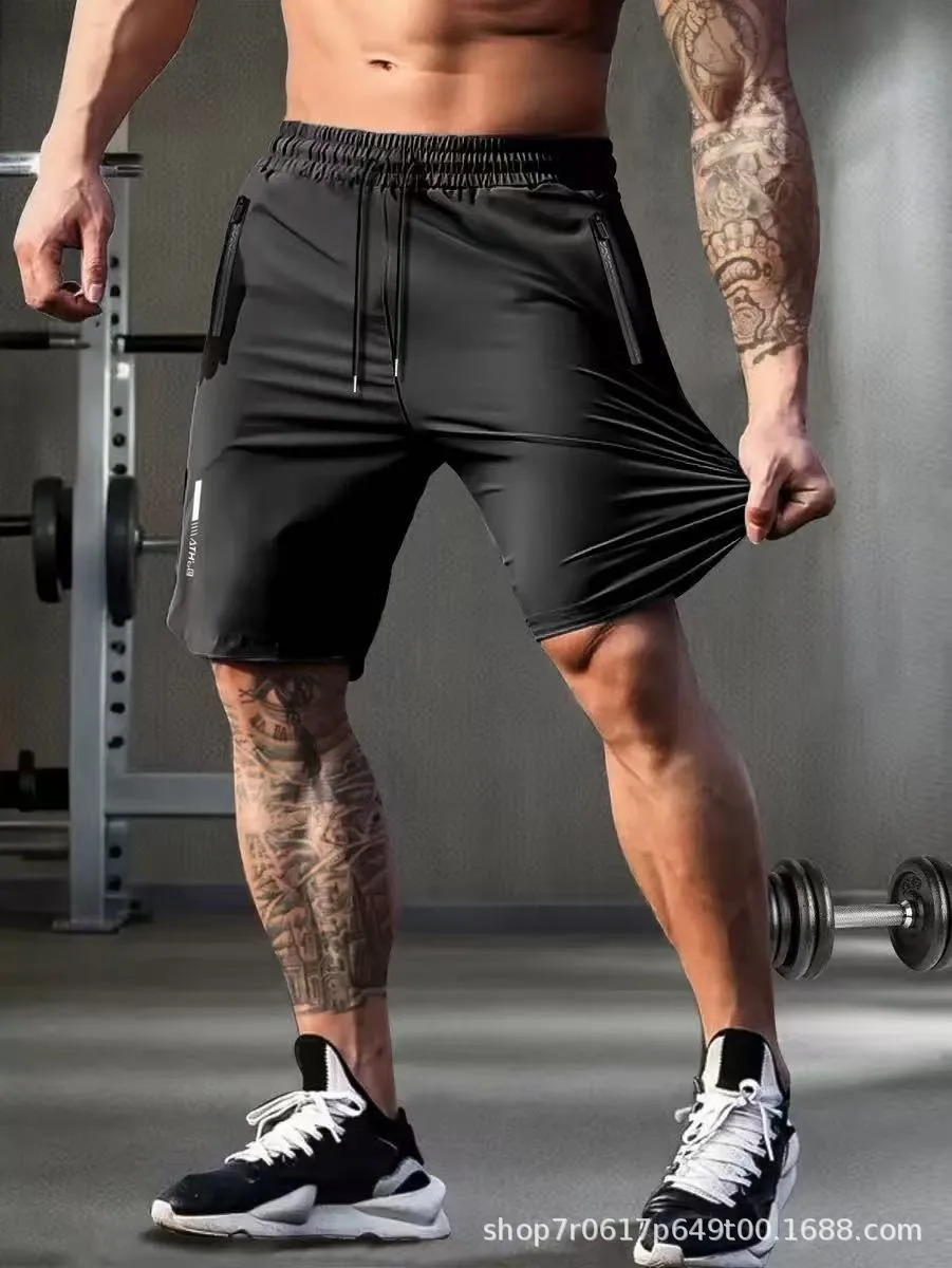 

Summer Men's Clothing Ice Silk Quick Dry Athletic Shorts For Man Outdoor Gym Wear Nylon Half Length Sporty Casual Bottoms
