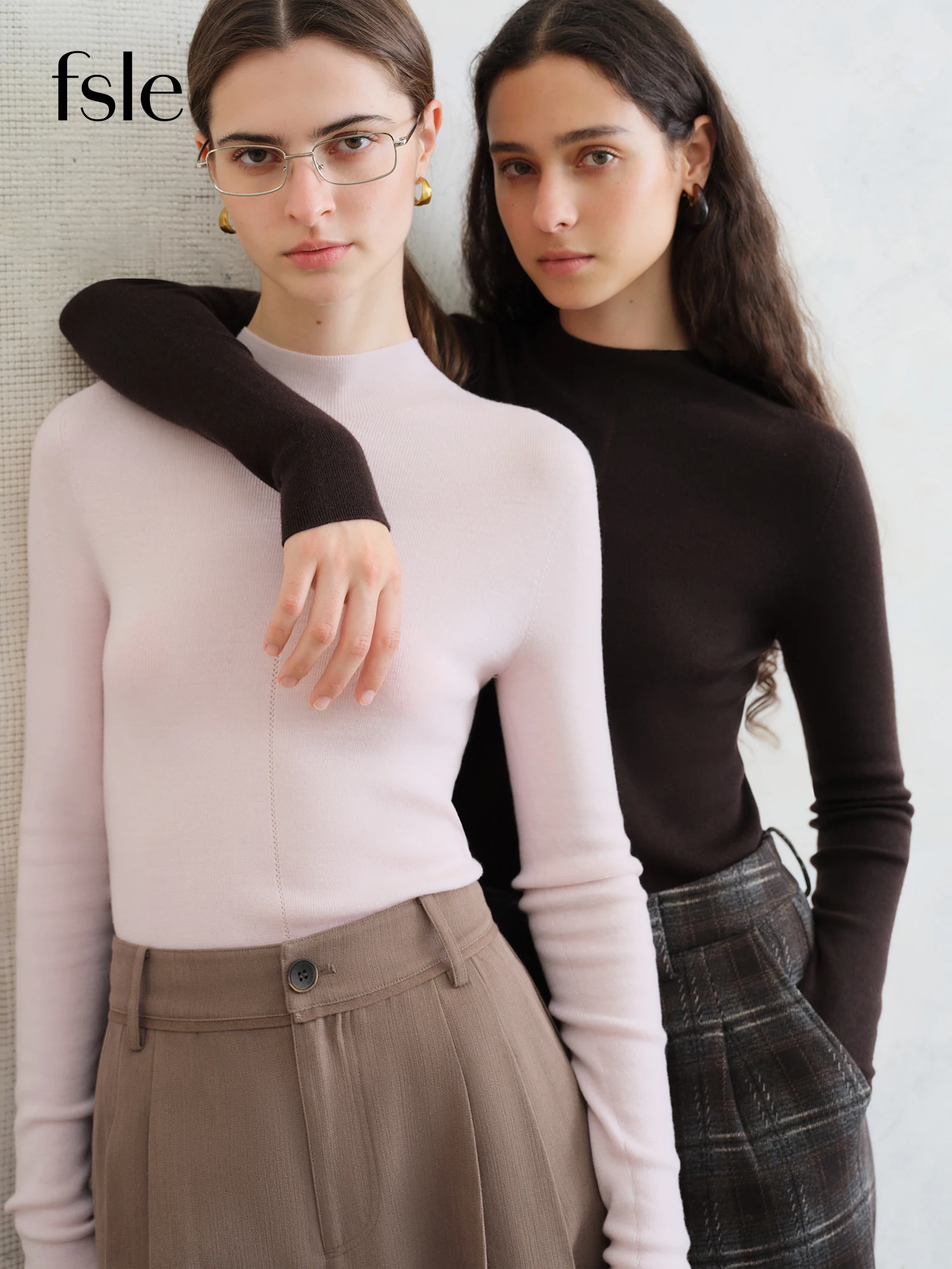 

FSLE【Premium Series】German Biella Wool Autumn Super Fine Washable Seamless One-Piece Mock Neck Thermal Base Layer Shirt Women