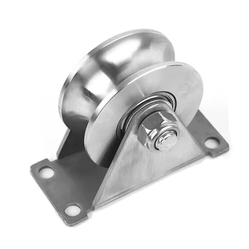 

2in 304 Stainless Steel Sliding Door Wheels U-Slot Rollers Heavy Duty Pulleys Smooth Rolling Dual Bearing Plate Casters