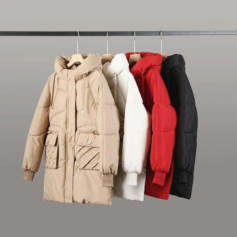 2023 New Women Down Cotton Coat Winter Jacket Female Warm Thick Parkas Large Size Outwear Mid Length Version Hooded Overcoat