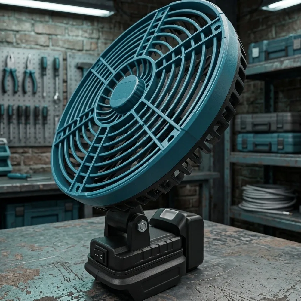 21V Cordless Fan with Adjustable Clamp Mount Quiet Airflow and IPX4 Rated Housing for Indoor Outdoor Flexibility