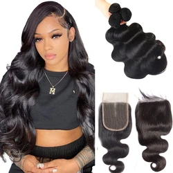 Toocci Body Wave Bundles with Closure Brazilian Hair Weave 3Bundles with Closure Natural Curl Bundles Remy Human Hair Extension