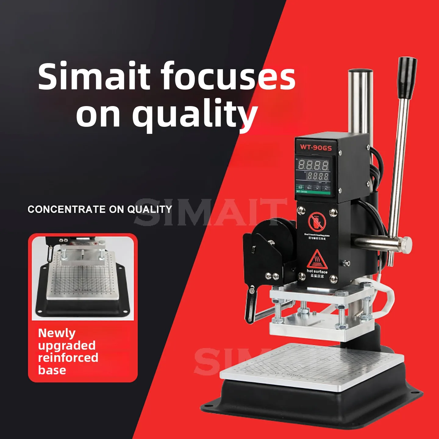WT-90GS Manual Hot Stamping Machine | for PU Leather, Wood, Plastic Logo & Brand Embossing