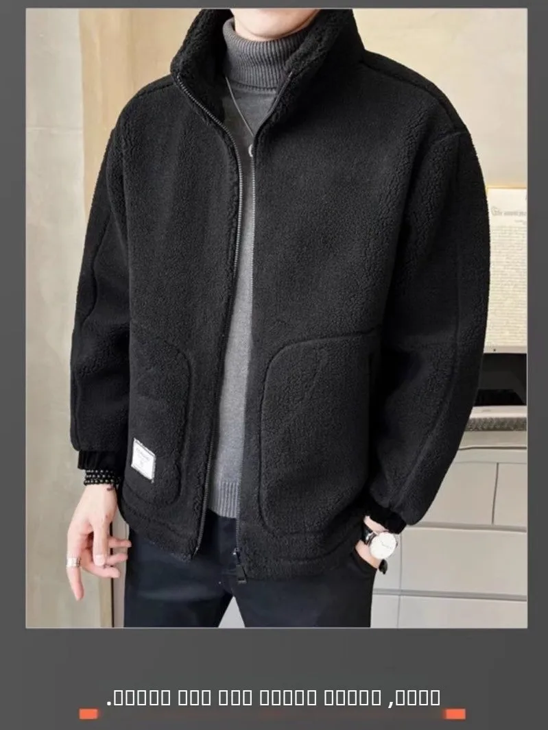 جديد 2025 معطف رجالي من Thiened Fce مبطن من فراء الضأن من القطن Jaet للربيع والخريف والشتاء غير رسمي من Faion Ci Sle بياقة واقفة #5