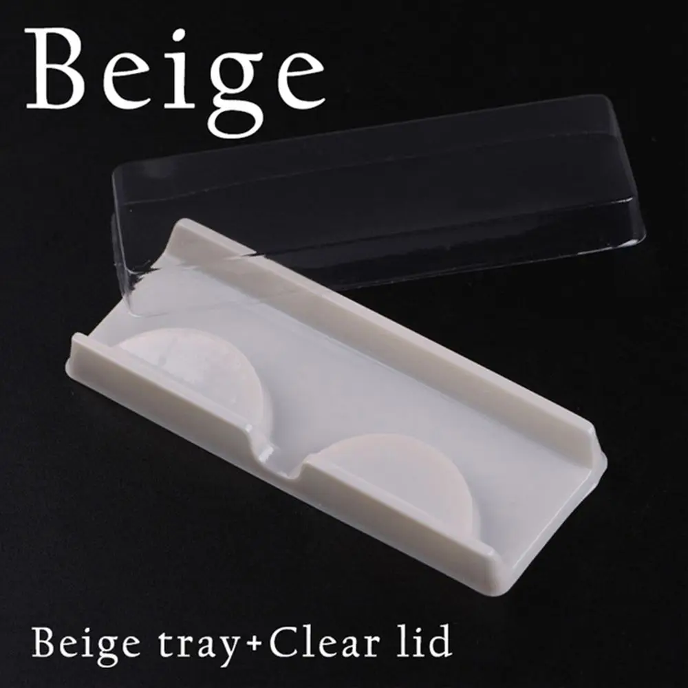 Bege Plastic Storage Case para Cílios Falsos, Vazio, Cílios Reutilizáveis, Cílios Recipiente, Cílios Bandeja, Caixa de Embalagem, 10Pcs