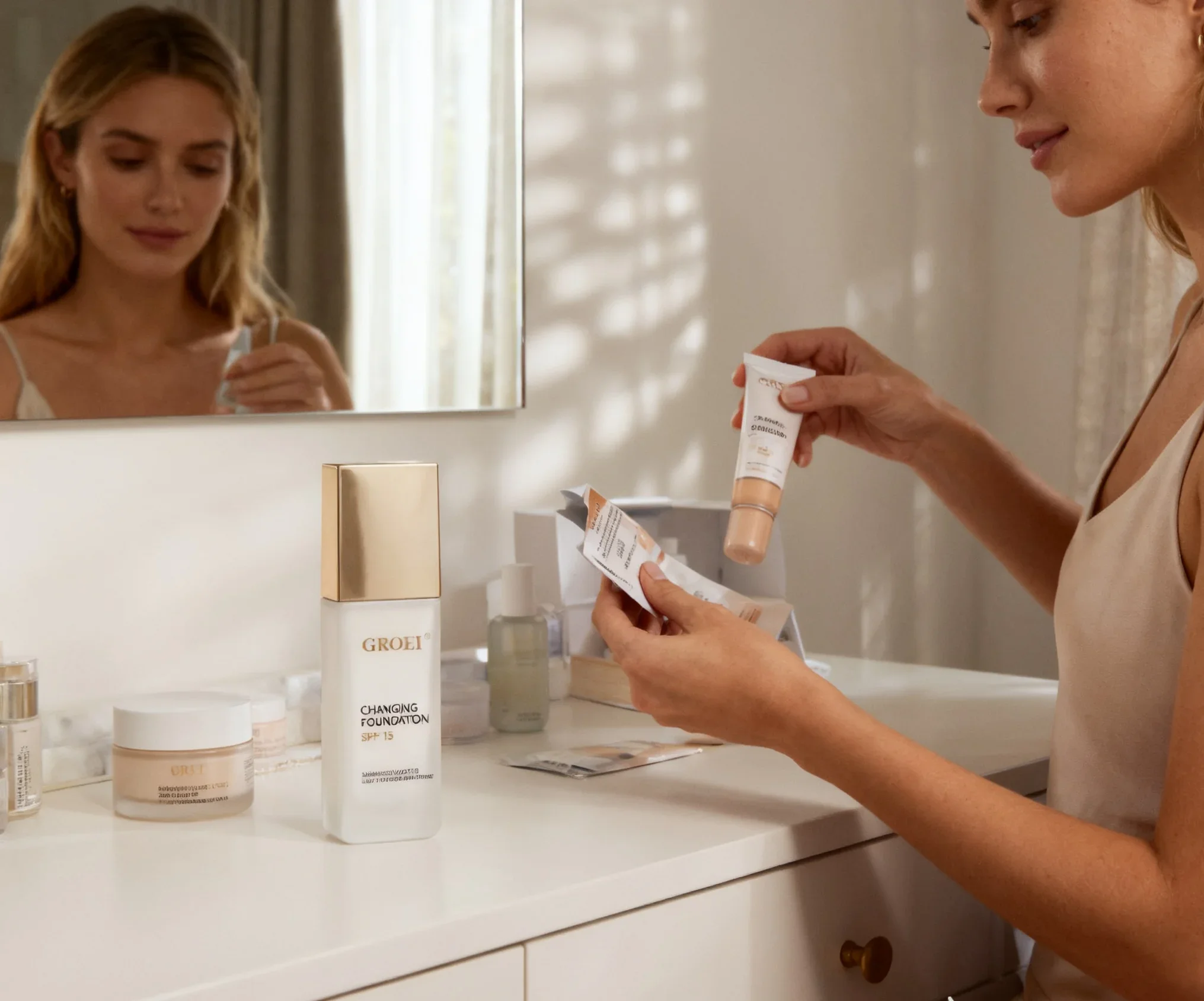 ﻿   Kleurveranderende foundation Moisturizer Oliecontrole Hydraterende kleur Langhoudend Waterdicht Reisdekking make-upbasis