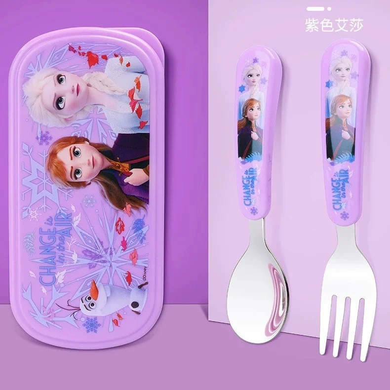 ديزني فروزن إلسا الأميرة آنا الكرتون الأطفال الفولاذ المقاوم للصدأ ملعقة شوكة Kawaii المضادة للكسر مجموعة أدوات المائدة هدايا عيد الميلاد #4