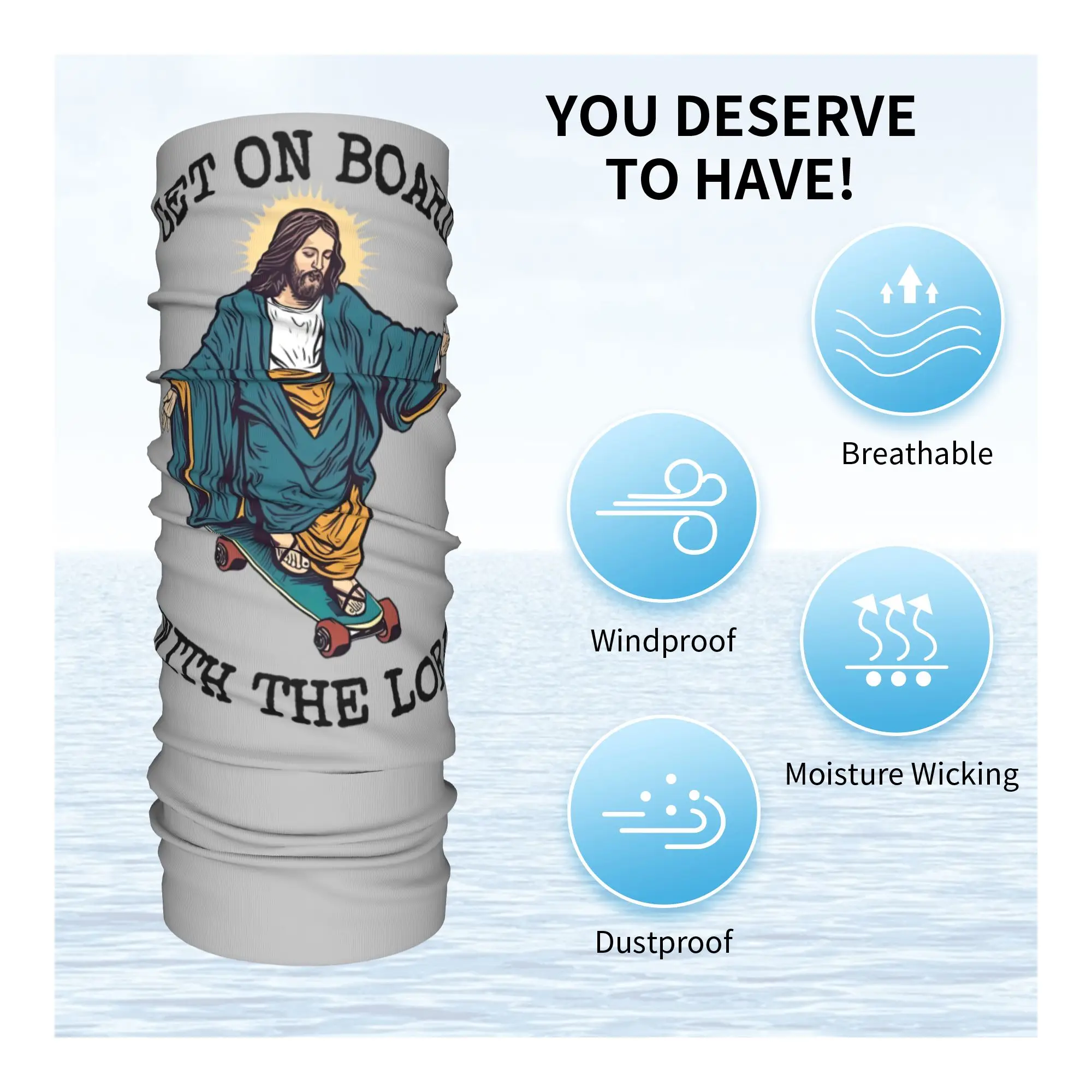 مخصص مضحك يسوع التزلج Longboard باندانا الشتاء الرقبة الرجال يندبروف التفاف الوجه وشاح للمشي كريستيان الجراب عقال #3