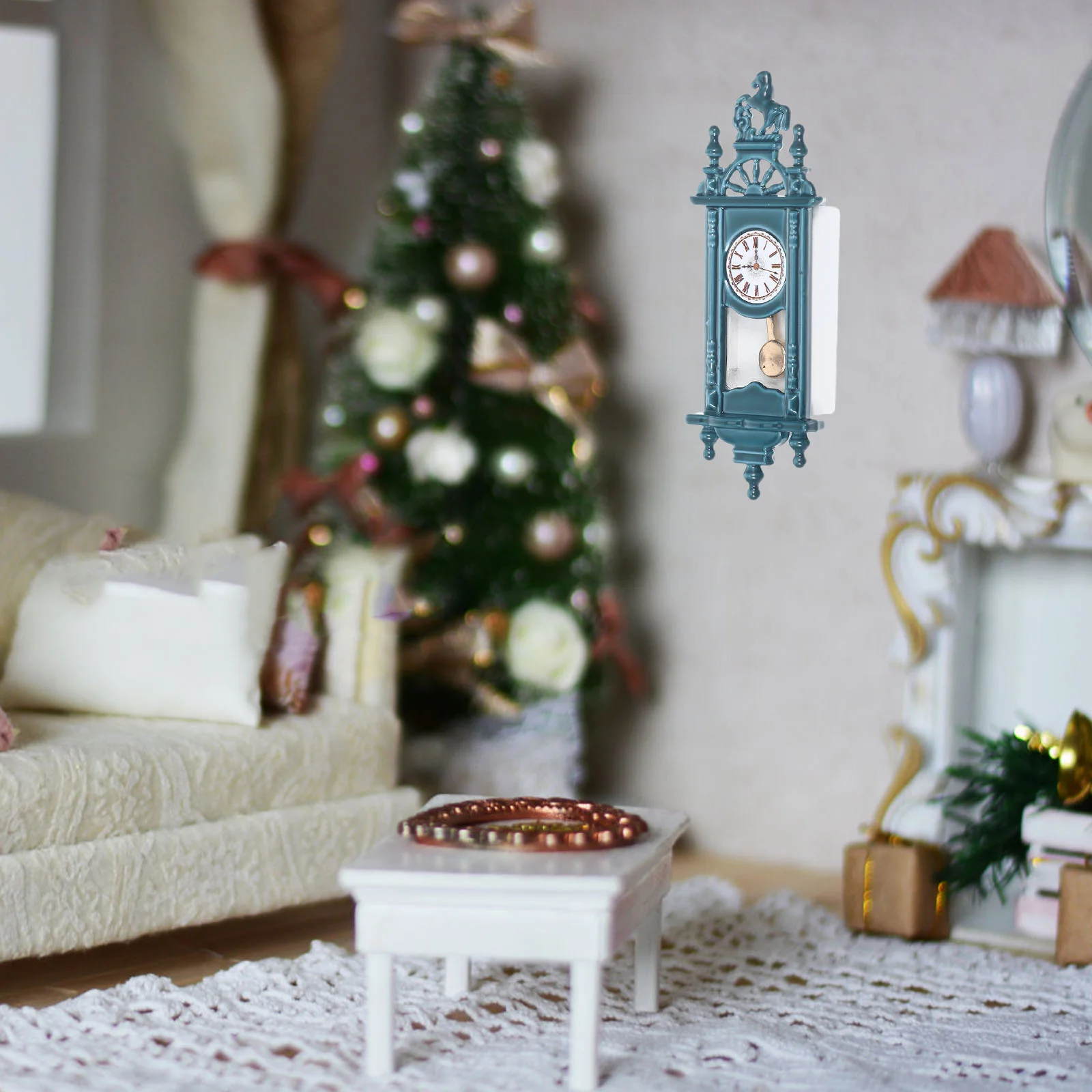 Dollhouse Desk Pendulum Clock Miniature Table Clock Adornment Small Pendulum Clock Dollhouse Furniture