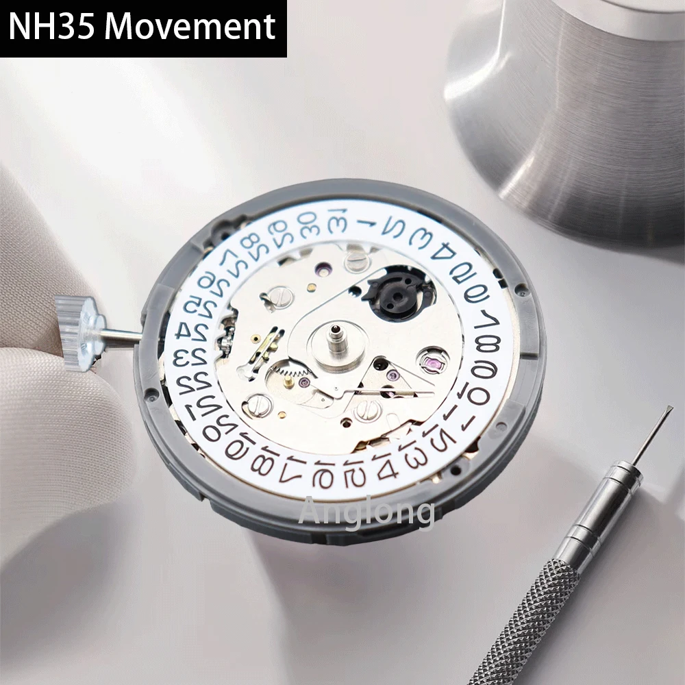 Japan Genuine NH35 Automatic Mechanical Movement High Accuracy 24 Jewels Mod Watch Replacement NH35A Date at 3:00
