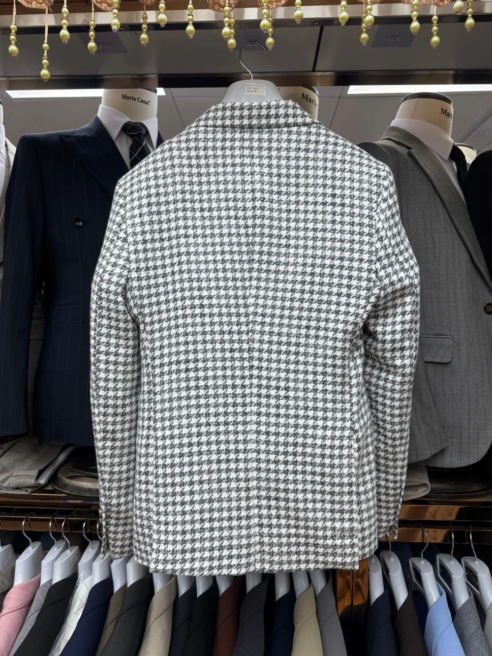العصرية Houndstooth الرجال البدلة مجموعة 2025 أنيق أبيض وأسود واحدة الصدر سترة رسمية سترة السراويل #4
