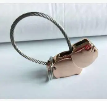 100pcs/lot fashionunisex style woman man pig keychain 3D Kiss Pig Couple Keychain For Lover Christmas Gift