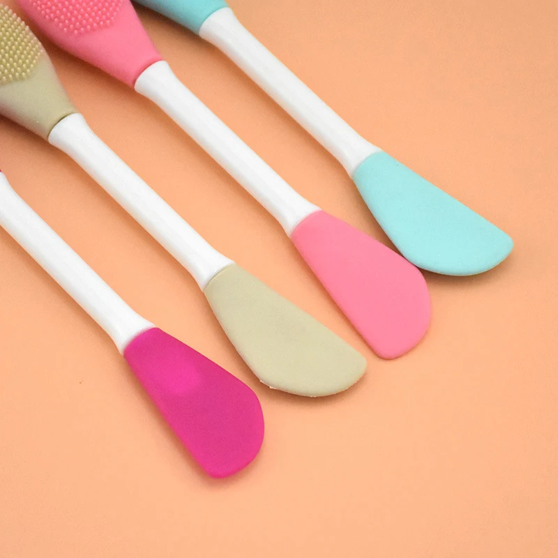 Cepillo de silicona para mascarilla Facial, herramienta de belleza de silicona suave, aplicador de máscara de barro Facial, cepillo de doble cara, herramienta de belleza cosmética