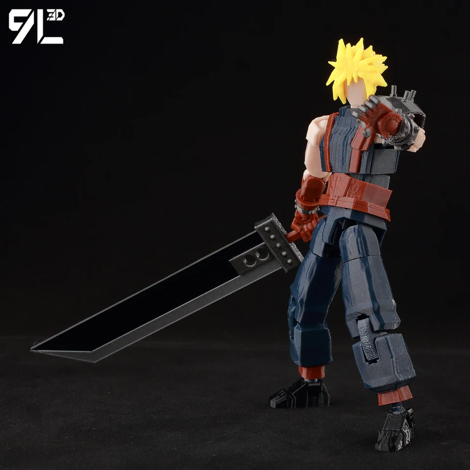 9L3D Printing Lucky 13 Cloud Strife FFVII Figure Buster Sword