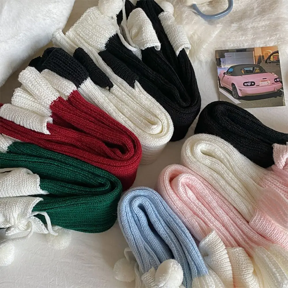 الكورية القوس تدفئة الساق الجوارب الكشكشة محبوك التمهيد كم الكرة الأطفال الجوارب الطويلة Y2k الفتيات الجوارب طماق #5