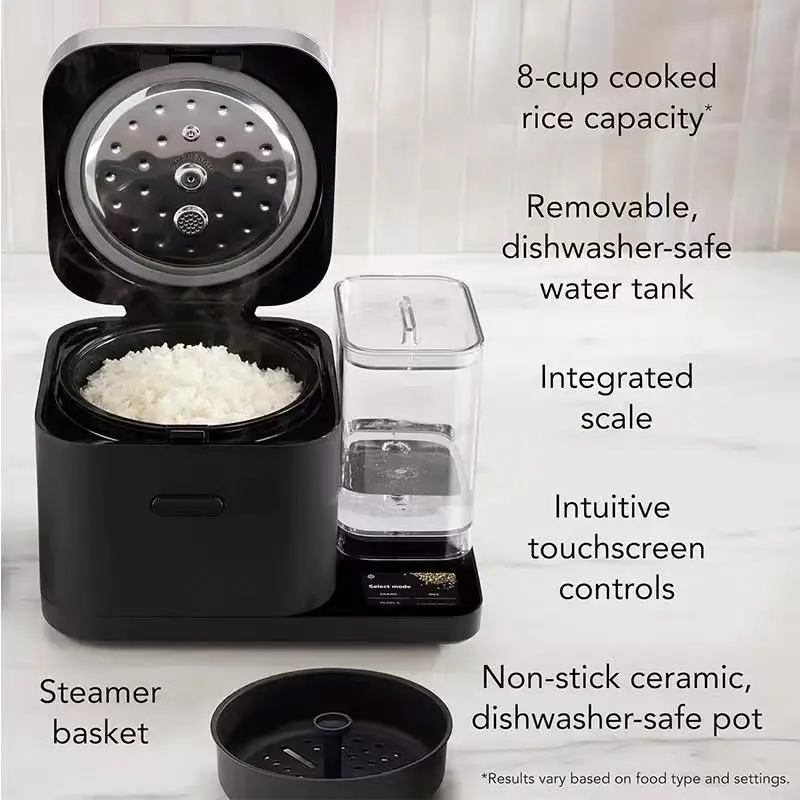 Patented 8 Cup Grain Rice Cooker with Integrated Water tank Automatically Release Water, Built-in Scale, IH Electromagnetic Heat