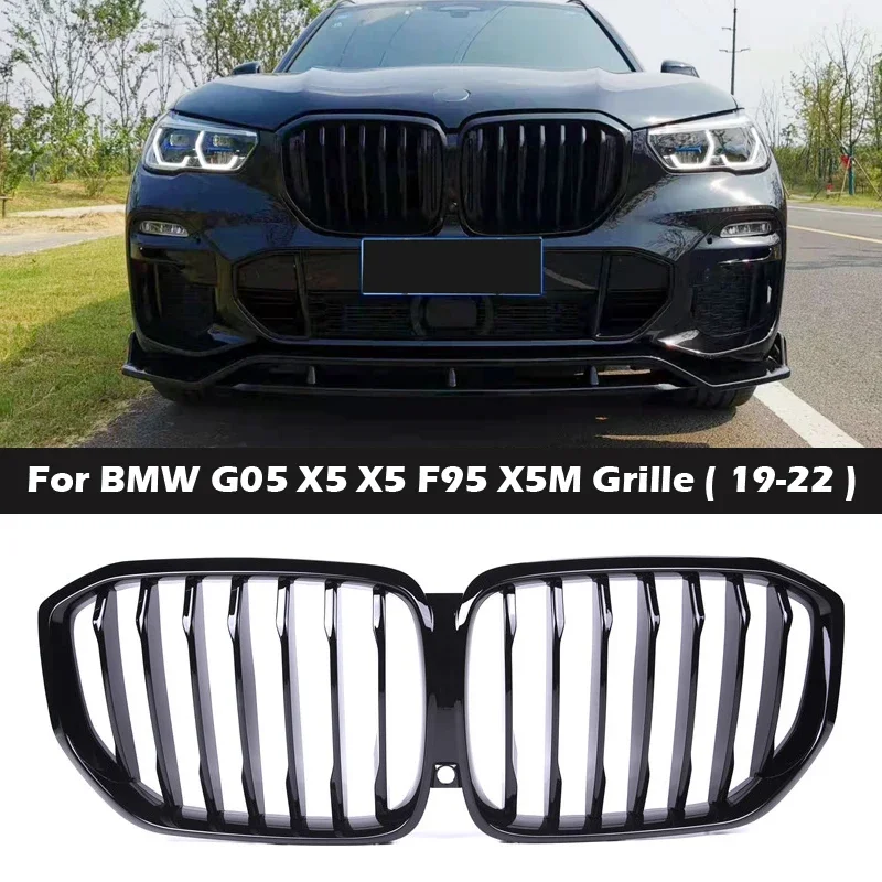 

Single line Style Bright black Front Bumper Grille For BMW X5 G05 F95 X5M