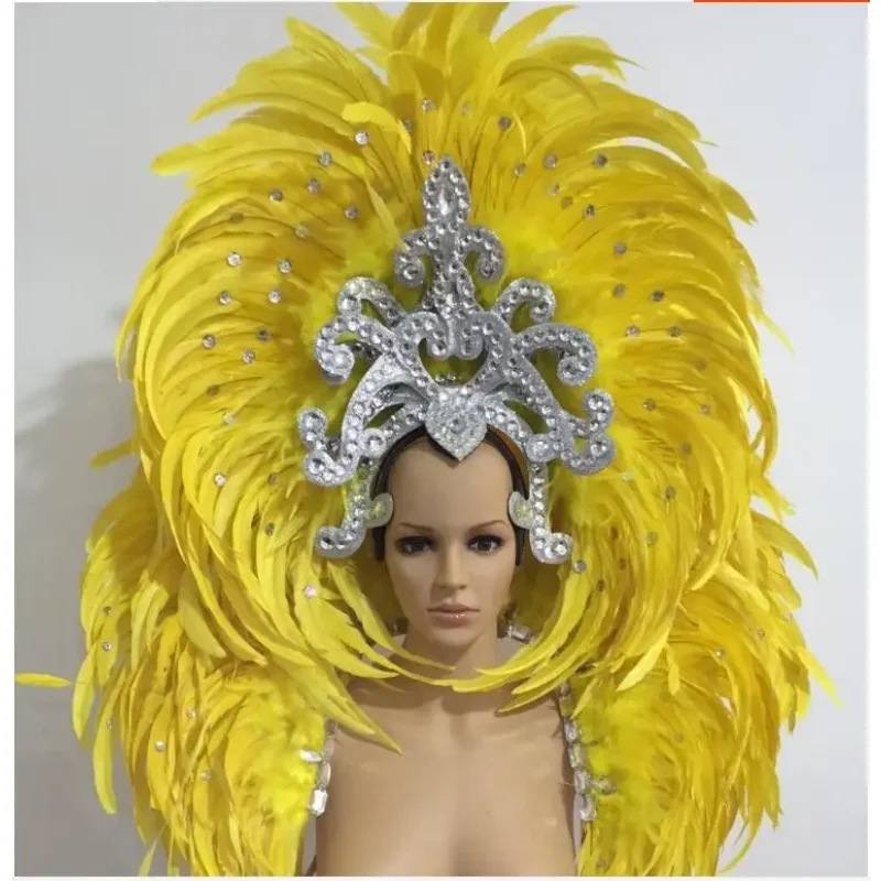 Exquisite Luxury Carnival Opening Dance Headwear Feather Hat Exaggerate Revel Show Stage Women