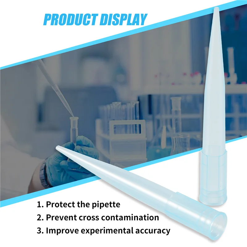 AB35-Blue Transparent 1000UL 1Ml Lab Liquid Pipette Pipettor Tips 500 Pcs