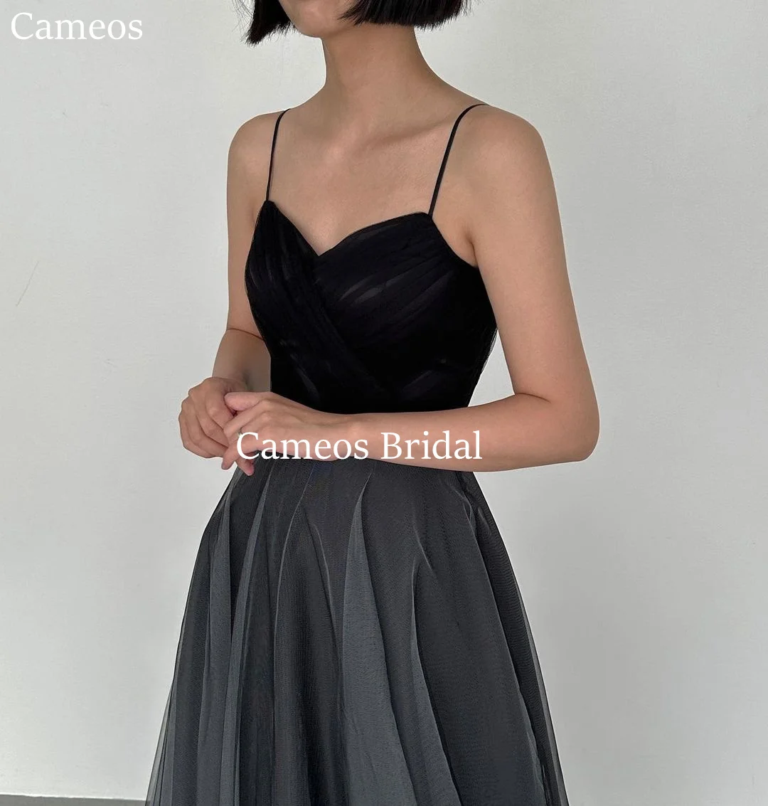 SONDR Korea Spaghetti  Evening Dress Customized Formal Prom Dress Tulle Black Sleeveless  웨딩드레스 Occasion Party Evening Gown