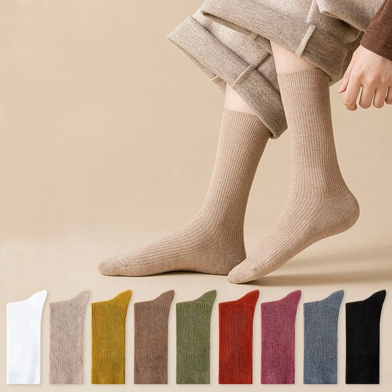 9 Pairs Women's Winter Cotton Loose Socks Long Thickened Fall Winter Warm Socks Casual New Year Slouch Socks Set High Quality