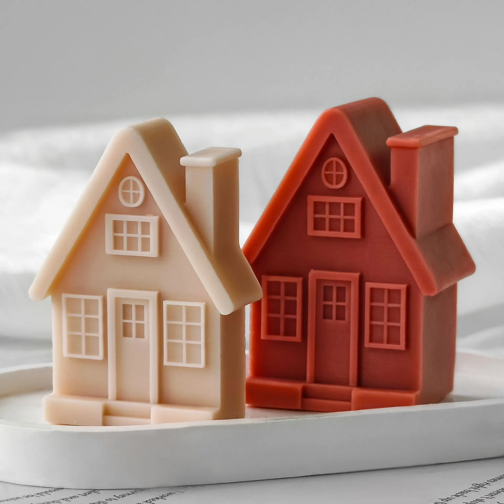 3D House Candle Silicone Mold DIY Dutch Style Tealight Holder Resin Plaster Mold for Nordic Home Decor Handmade Craft