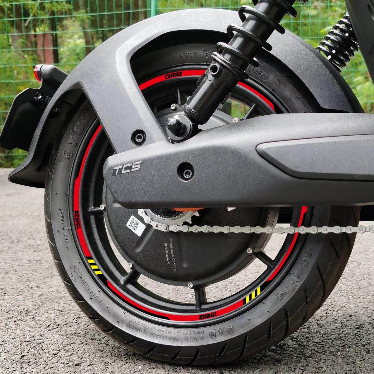 For ZEEHO 12'' Reflective Wheel Hub Stickers Racing-Sports Vinyl Rim Strip Tape Decals Decorative Scooter Motorcycle Accessories