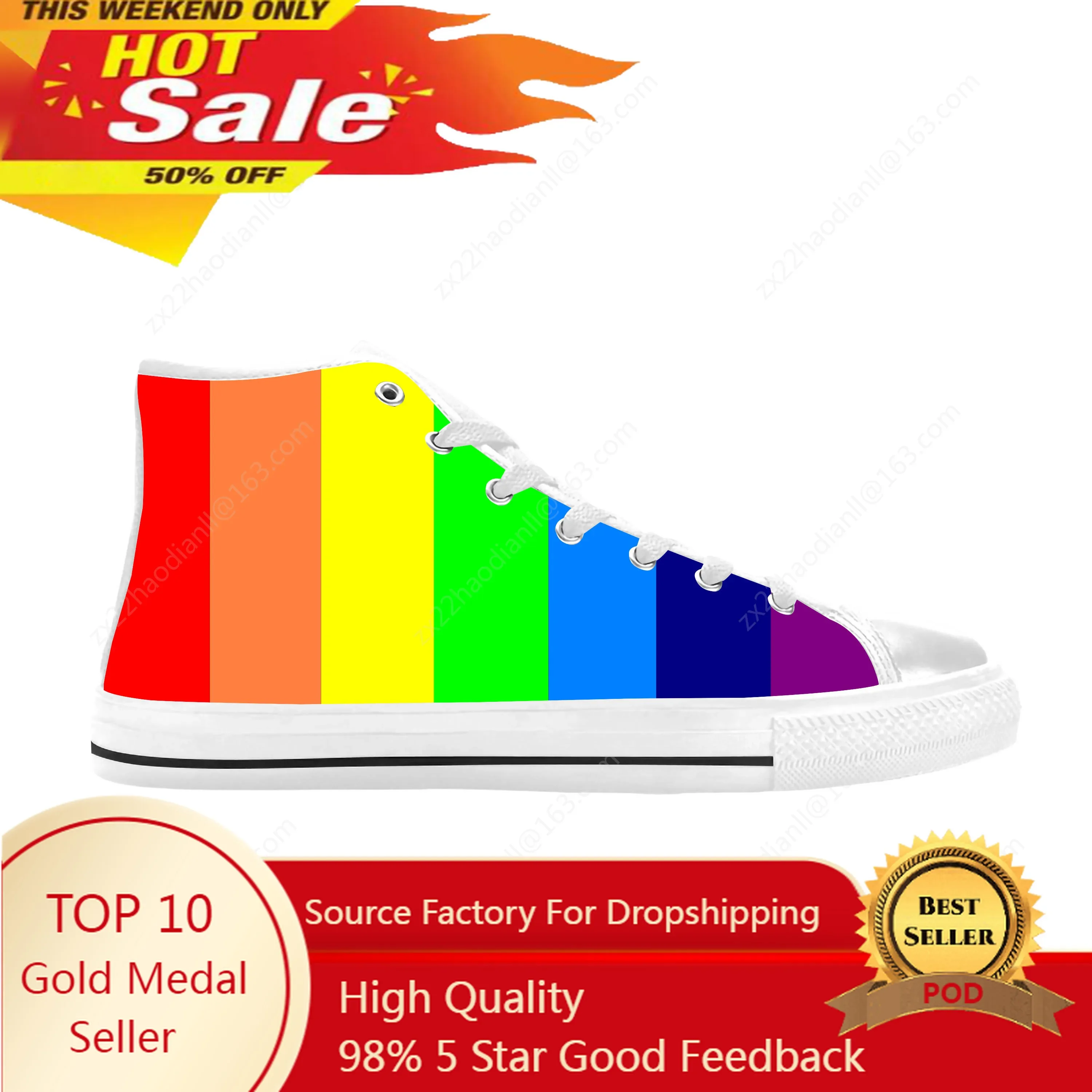 

Rainbow Flag Lgbt Lesbian Gay Bisexuality Lgbtq Casual Cloth Shoes High Top Comfortable Breathable 3D Print Men Women Sneakers