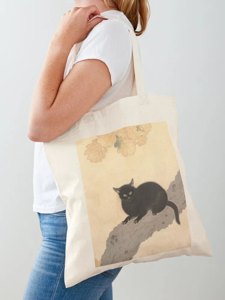 Hishida Shunsō Black Cat digital Japanese Traditional Minimalist Vintage art Tote Bag canvas tote bag Women's handbag