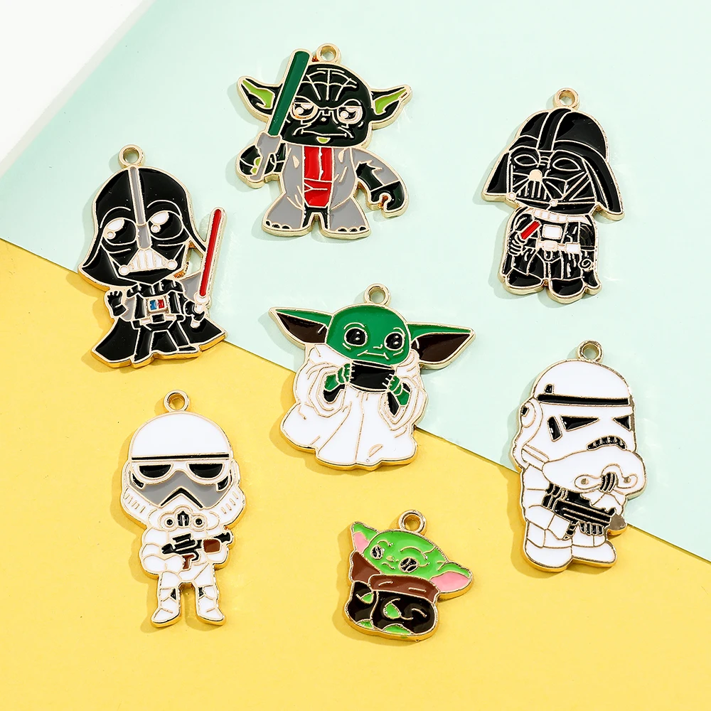 10pcs Enamel Pendants Darth Vader Stormtrooper Alloy Metal for DIY Jewelry Making - Necklace and Earring Accessories