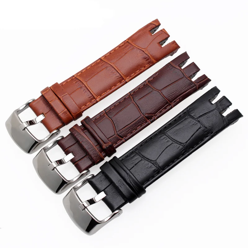 Watchband for Swatch Genuine Leather Watch Strap Yrs403 412 402G Series 21mm Crocodile Pattern Stainless Steel Butterfly Buckle