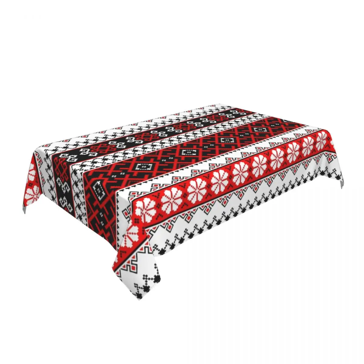 Rectangular Bold Colorful Ukraine Style Vyshyvanka Embroidery Tablecloth Backing Table Cover Bohemian Geometric Table Cloth