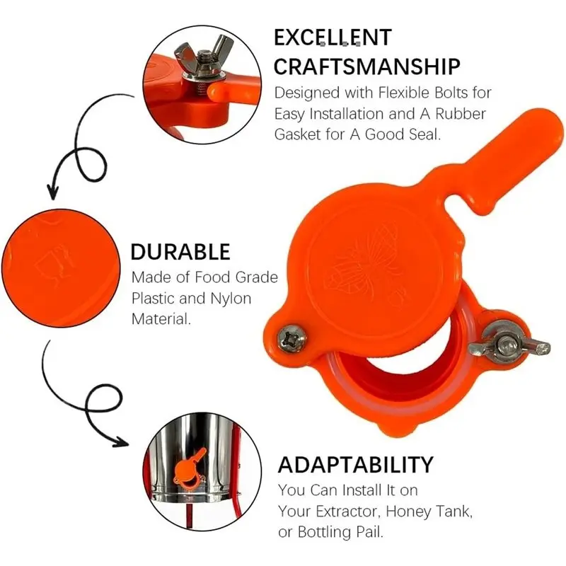 [NEWA08R】 Food-Grade Material For Honey Gate Valves 1 Set/4 Pcs, Long-Lasting, For Honey Extractors, Beekeeping Supplies