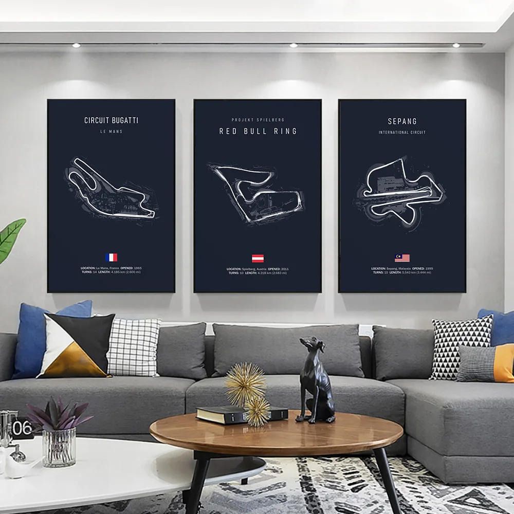 

Abstract F1 Motorcycle Racetrack Posters, Canvas Painting, Wall Art, Sports Car Track Pictures for Living Room, Home Decoration