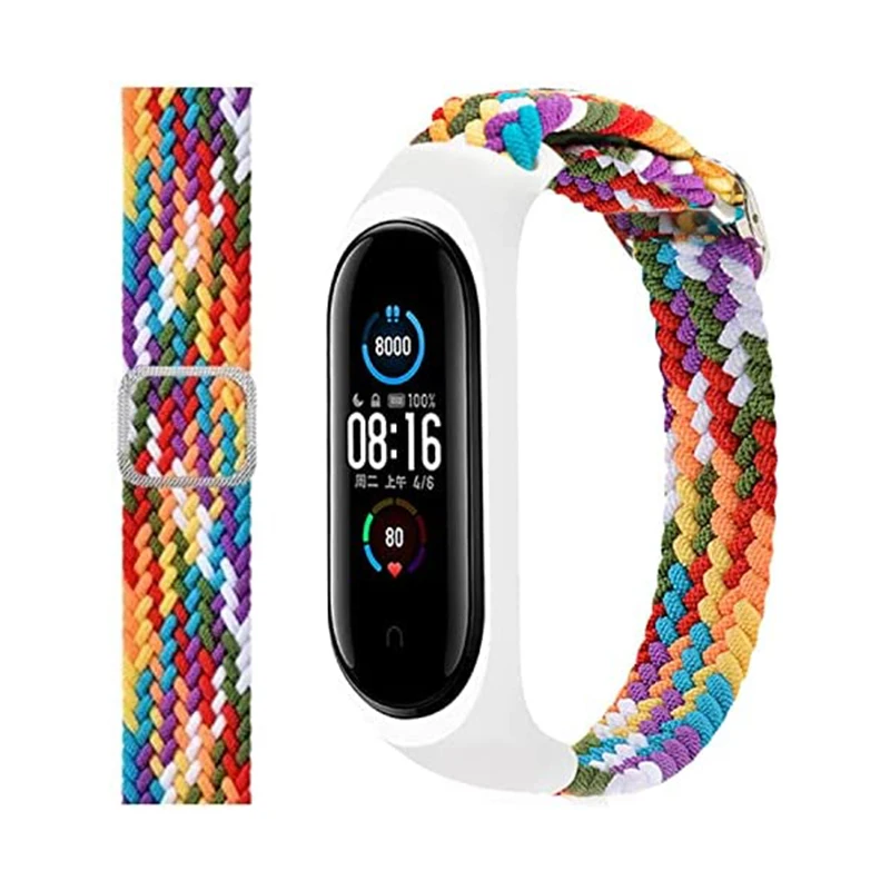 Strap for Xiaomi Mi Band 8 Elastic Nylon Braided Adjustable Replacement Watchband Correa Bracelet for Mi Band 8 7 6 5 4 3 Strap