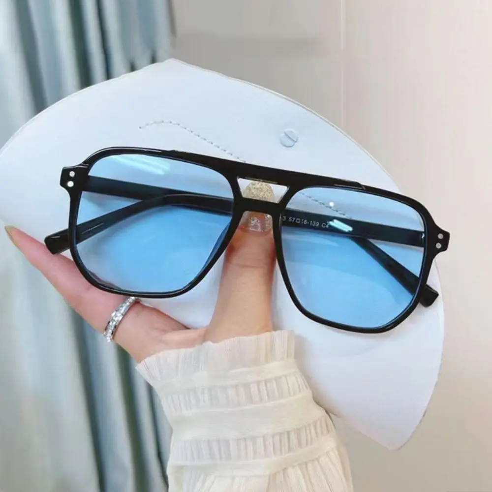 Punk Square Frame Sunglasses Anti-UV Retro Sunglasses Beach Eye Protection Black Shades Glasses for Women Men Travel Accessories