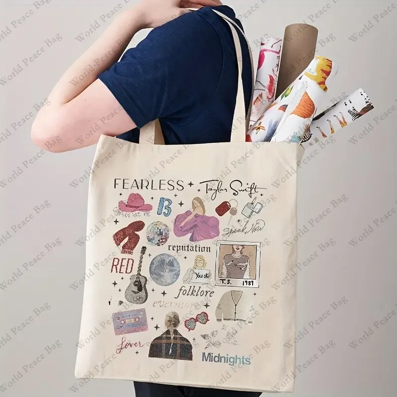 Borsa in tela con stampa Casual senza paura la borsa per i bagagli del Tour delle orecchie, borsa a tracolla alla moda, borsa a tracolla Taylor Merch