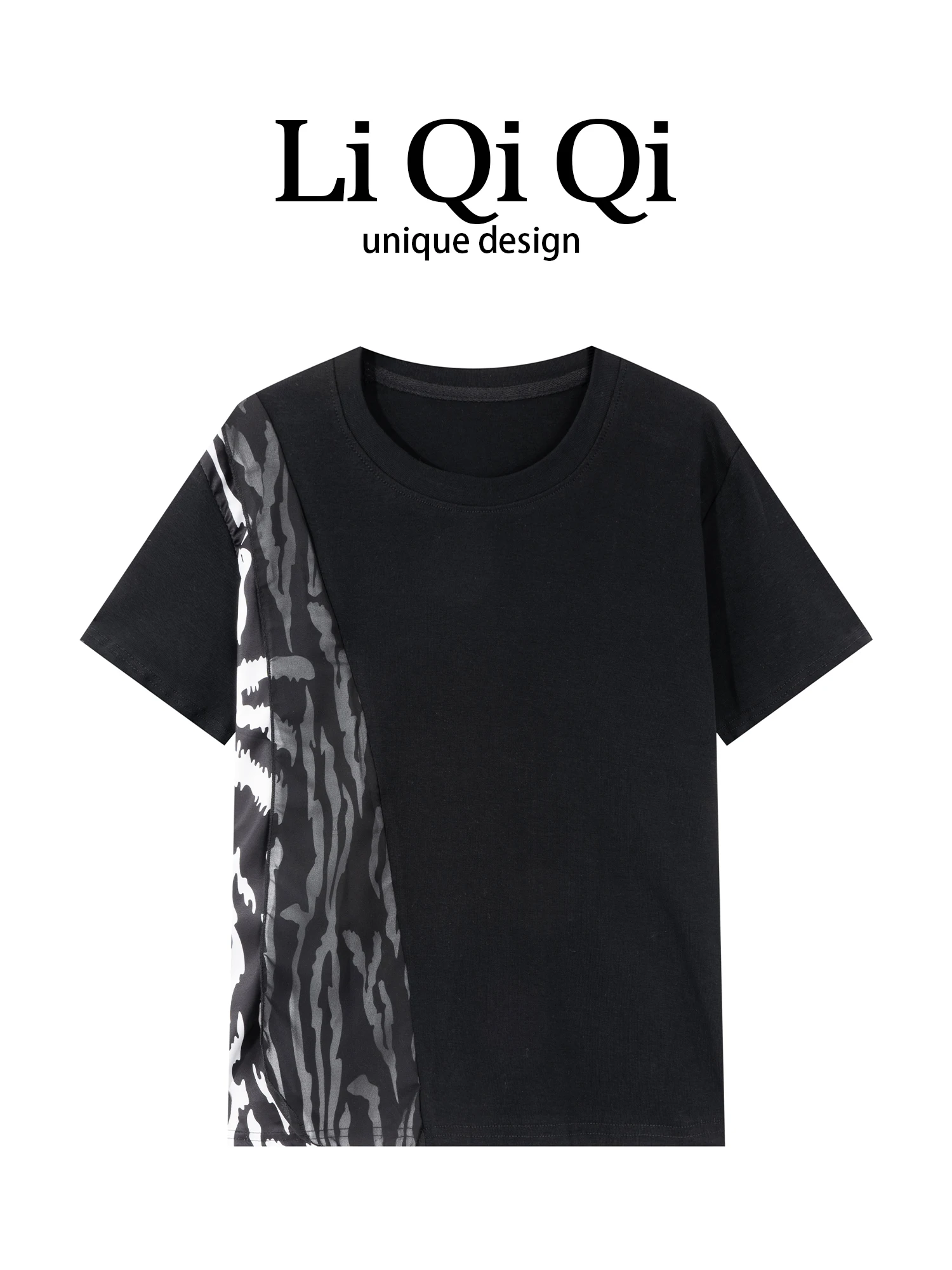 

Li Qiqi Летняя хлопковая футболка большого размера ort Sve Me Design Повседневная свободная посадка однотонного цвета без подкладок