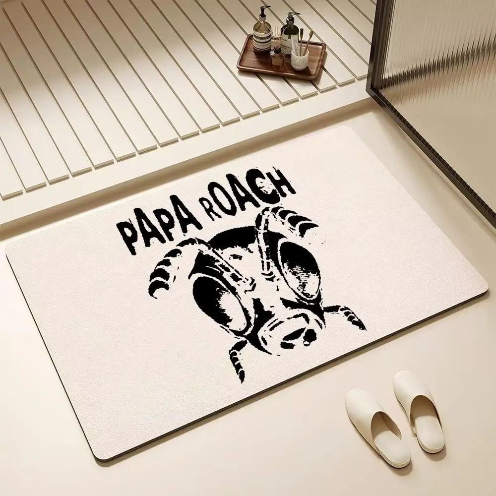 Papa R-roach Band Floor Mat Diatomite Bath Mat – Highly Absorbent, Non-Slip, Quick-Drying Bathroom Rug